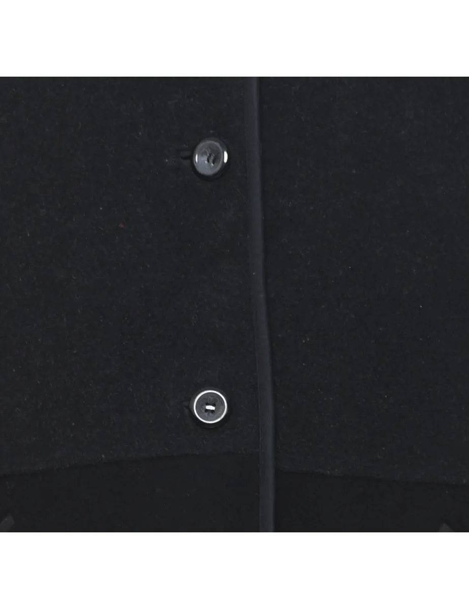 Black & Grey Contrast Wool Coat - L