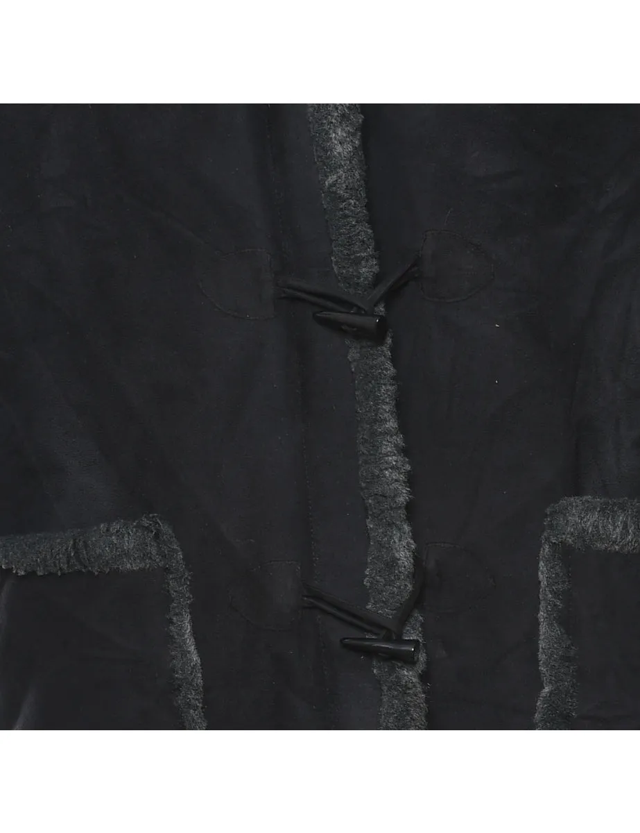 Hooded Black Coat - XL