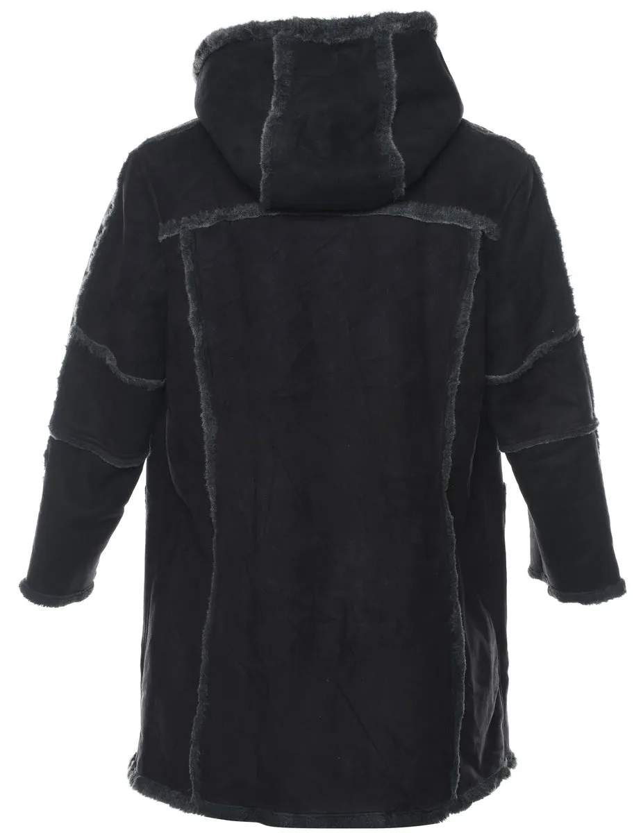 Hooded Black Coat - XL