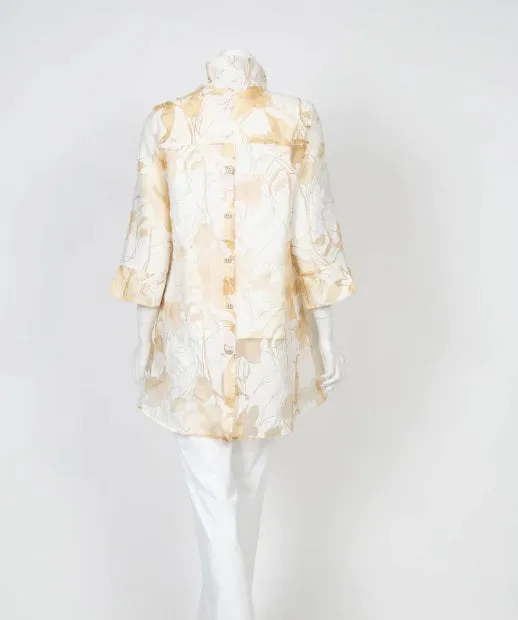 IC Collection Effortless Elegance Sheer Floral Blouse in Beige - 2277J-BG