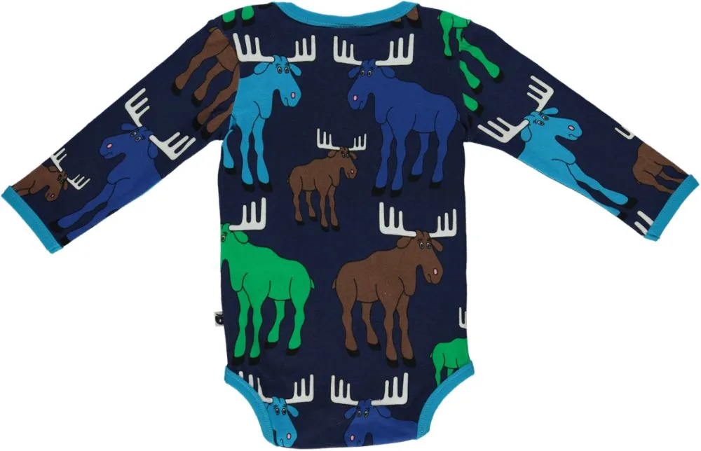 Long-sleeved baby body with moose