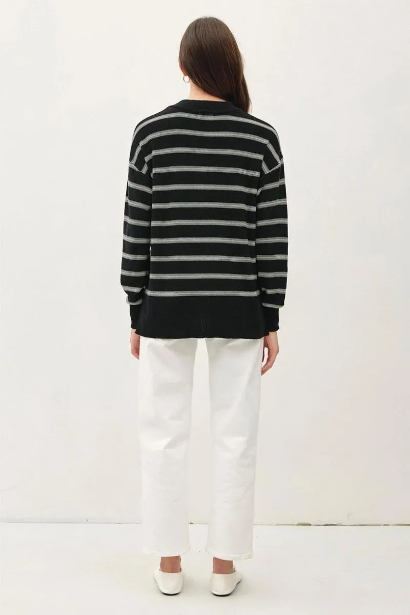 Oversized Brush Striped Basic Sweater
