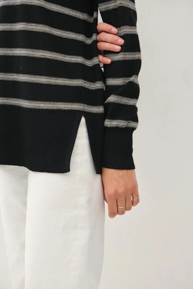 Oversized Brush Striped Basic Sweater