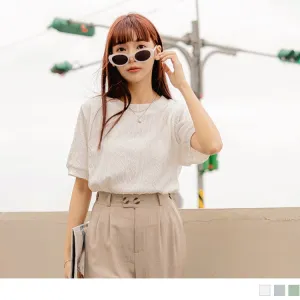 ROUND-NECK DROP SHOULDER SHORTS SLEEVE TOPS
