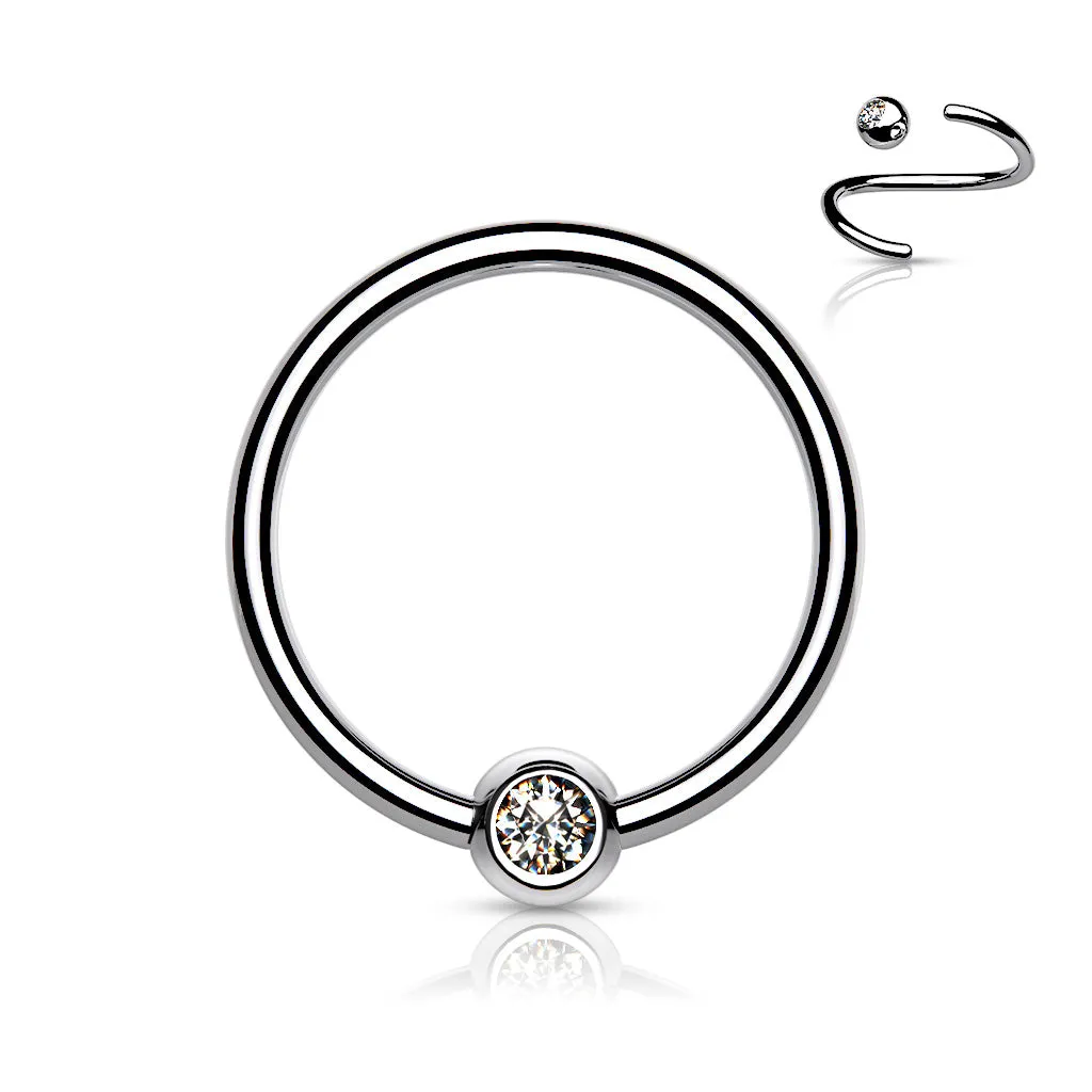 Solid Titanium Gem Captive Bead Body Jewellery. 14g, 16g or 18g