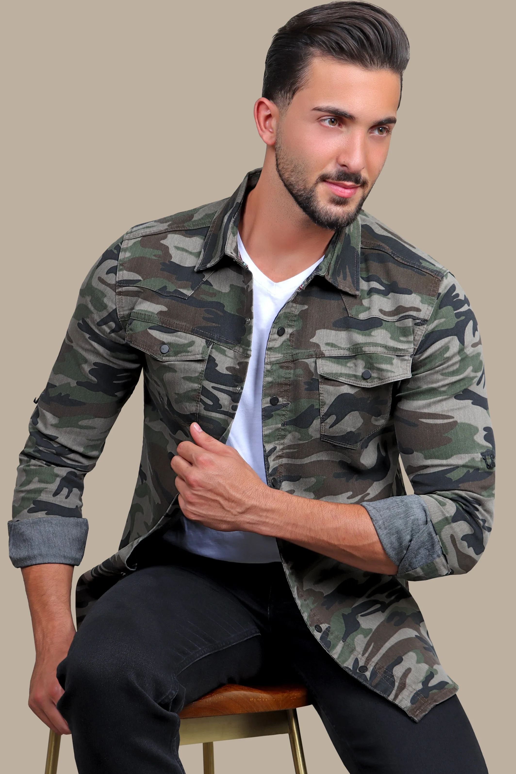 Urban Camouflage: Green Overshirt