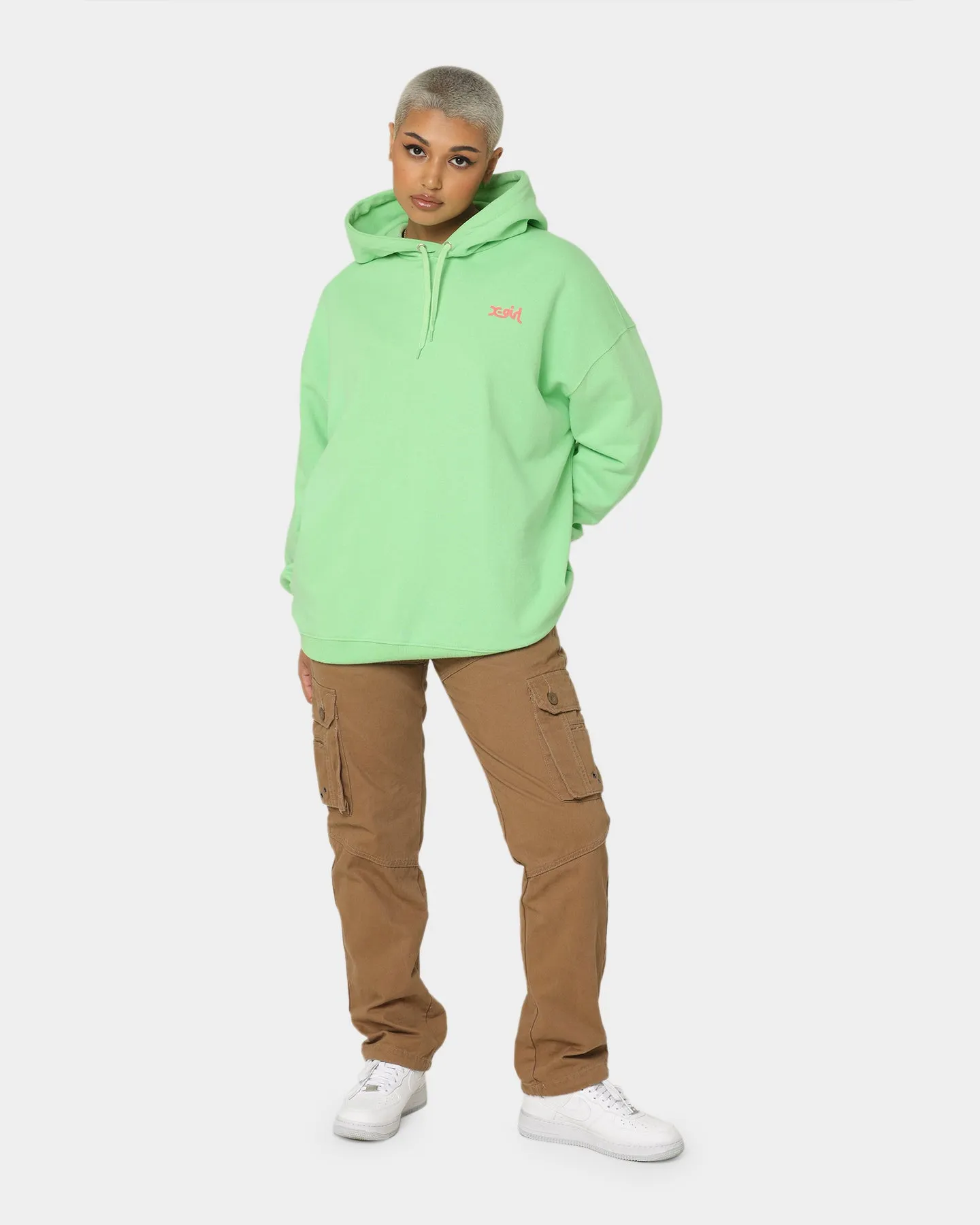 X-Girl Women's Message Face Hoodie Lime
