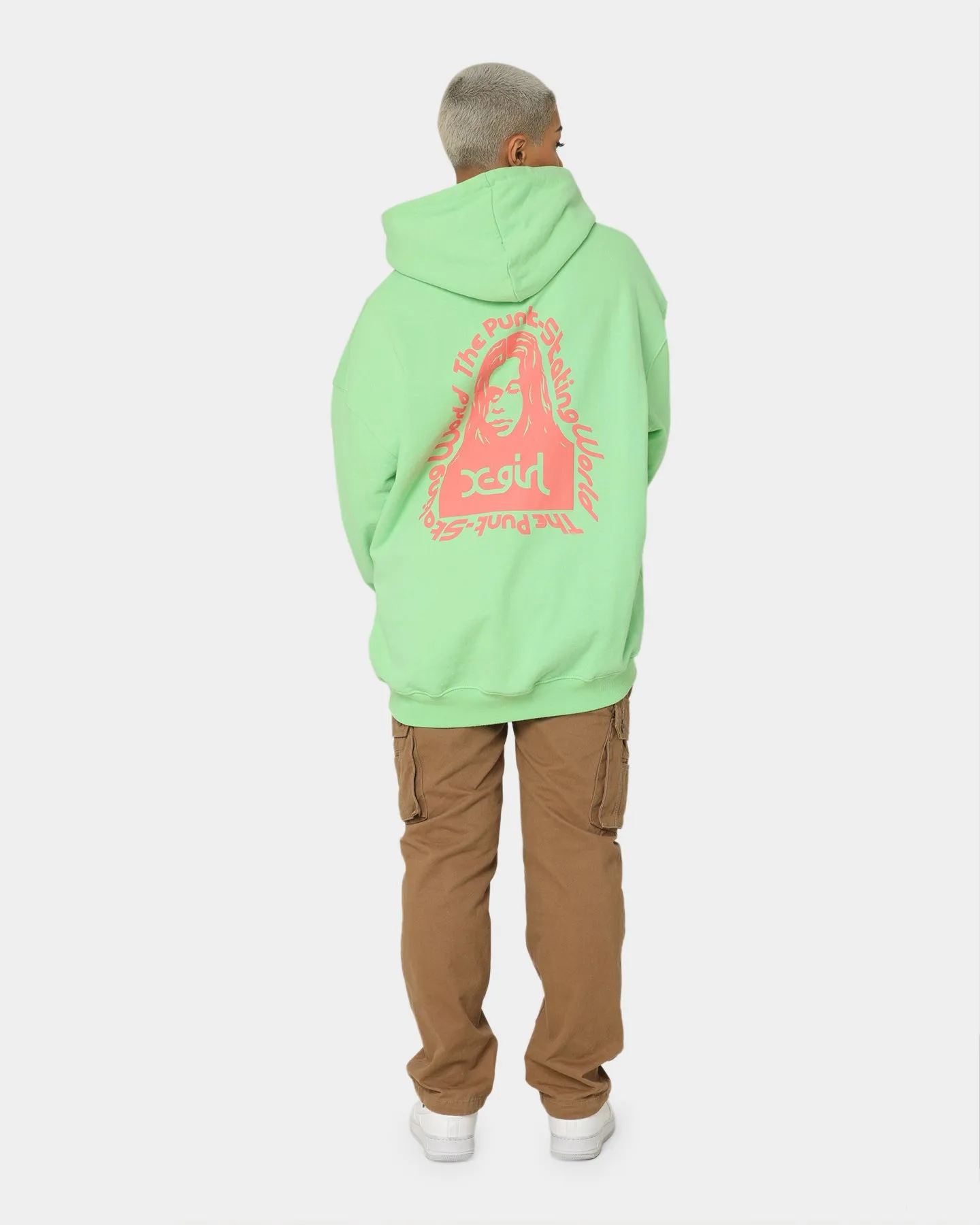 X-Girl Women's Message Face Hoodie Lime